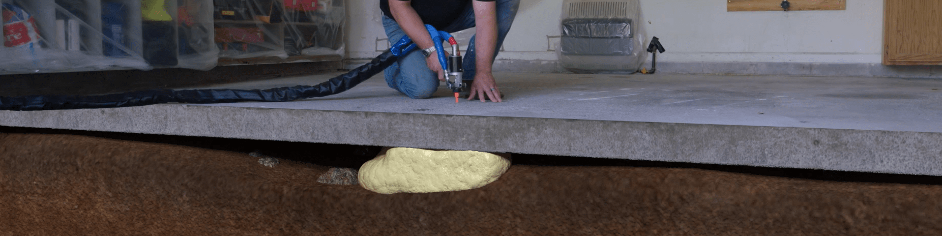 Interior Leveling Slab | SmartLevel Concrete | Central Ohio | Employee Using Polylevel Injection Foam